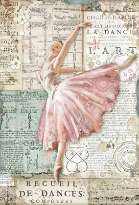 Vintage Ballerina & Ephemera Shabby Chic Collage 7x10 Cotton Craft Fabric Block • $12.95