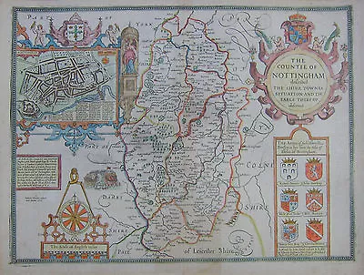 Nottinghamshire: Antique Map By John Speed 1676 • £170