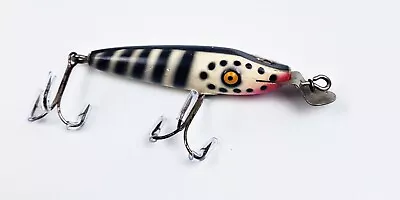 Rare Eger Ricochet Baby Pikie Lure Raised Tack Eye White Black Bars FL 1940s • $13.50