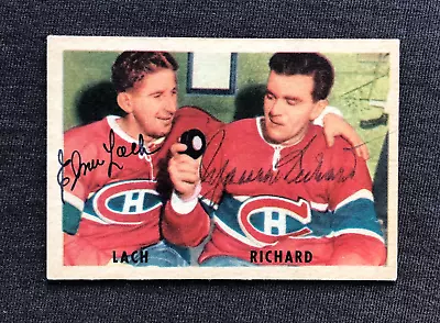 Card 1953-54 Parkhurst Elmer Lach Maurice Richard #30 Hockey Signed Autograph • $12.50