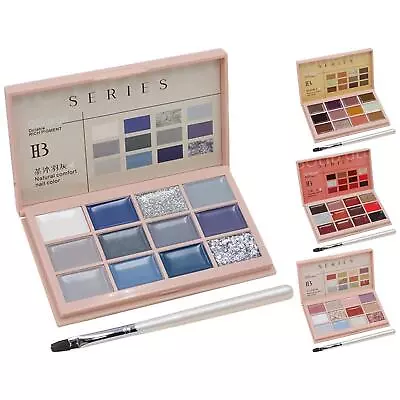 12 Colors Solid Gel Nail Polish Palette Kit Jelly Pigment Soak Off Painted • £9.44