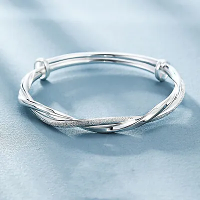 UK 925 Solid Sterling Silver Infinite Charm Bracelet Bangle Womens Gift With Box • £6.99