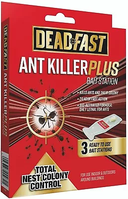 Deadfast Ant Killer Plus Bait Station Pack Of 3 X 4g Natural Trap Ant Control • £7.99