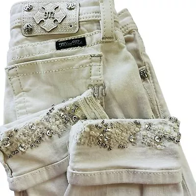 Miss Me Girls Decorated Cuff Skinny Jeans Girls 14 • $22.98