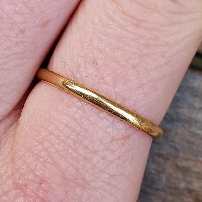 Vintage 1940 Hallmarked Solid 22ct Gold Stacker Ring Band Ring Size R Wedding • £200