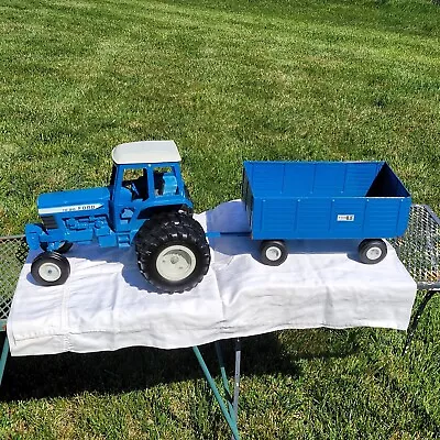 Vtg Ertl Ford Farm Tractor Toy TW-20 & Big Blue Trailer Wagon With Duals Steel • $99.95