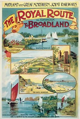 Norfolk Broads Railway Train Travel Advert Vintage Retro Style Metal Sign Plaque • £3.94