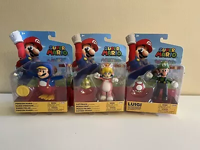 Jakks Pacific Super Mario 4 Inch Lot Of 3 Figures Peach Mario Luigi NEW • $5