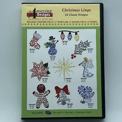 Amazing Designs  Christmas Lingo  ADC-218 Embroidery Machine Software Holiday • $42.46
