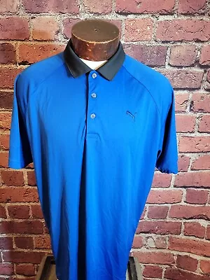 Puma Golf Mens XL Blue Black Short Sleeve Golf Polo Shirt 🛺 • $23.98