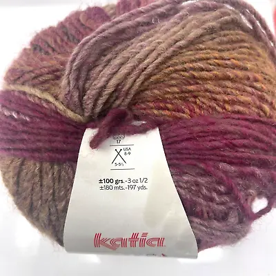 Katia Azteca Yarn Wool Blend 100gr Variegated 7838 Purple Brown Spun Hank • $12.95