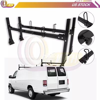 2 Bars Van Ladder Roof Rack Black Steel Cargo Carrier For Chevy Ford GMC Express • $136.16