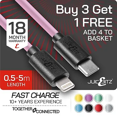 JuicEBitz® Fast Charge USB Sync Charger Cable Lead For IPhone 14 13 12 11 SE XR • £11.99