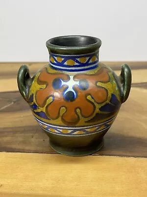 Vintage Art Deco Gouda Pottery Candia Holland Miniature Vase - 3.25  H • $45