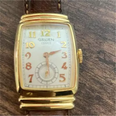 Gruen Curvex Vintage Watch 10 Microns Gold Plated 24mm Arm 18cm Gold Upright JPN • $168.50