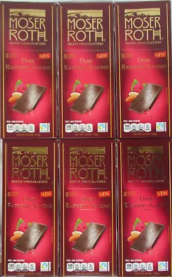 6 Packs Moser Roth Dark Raspberry Almond Chocolate Bars 4.4-oz • $24.99