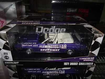 Greenlight 1/18 1971 Dodge Challenger Flemington Speedway Pace Car NIB • $41