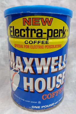Vtg MAXWELL HOUSE COFFEE New Electra-Perk Coffee Tin Can - One Pound • $19.99