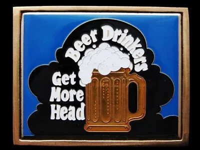 Kh15103 Cool Vintage 1983 ***beer Drinkers Get More Head*** Solid Brass Buckle • $12