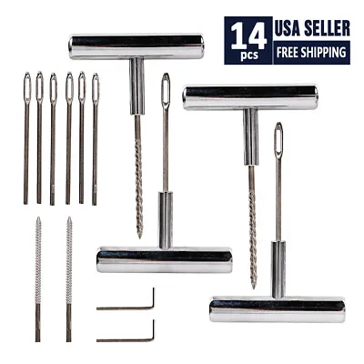 14 X Heavy Duty Tire Repair Kit For Car Motorcycle Truck Plug Tyre Mending Tool • $18.29