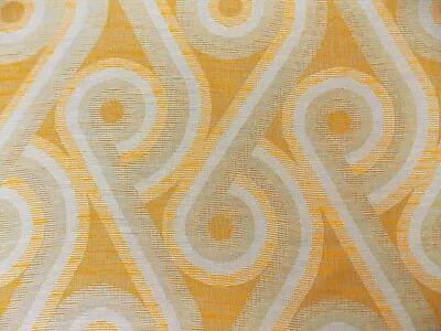 Vintage Curtain Fabric By Meter / Orange Grey White / Mid-Century Modernist 70's • £22.80