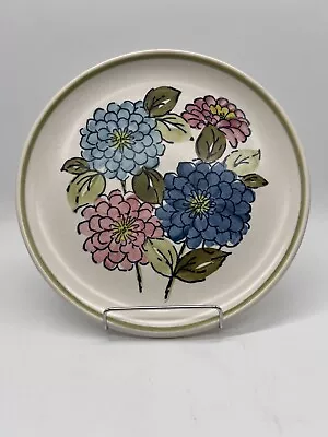 VTG Metlox Blue Zinnias Dinner Plate 10  Vernon Ware USA Multicolor Blooms 1950s • $12.95