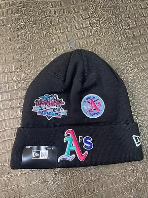 NEW ERA OAKLAND ATHLETICS  Polar Lights Cuffed Knit Hat  Black (Just In) 2022 • $17.99