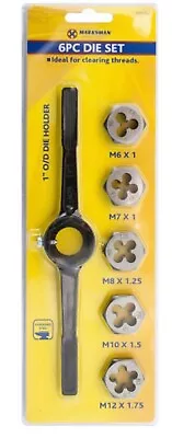 6pc 1  Metric Die Set Holder M6 M7 M8 M10 M12 Thread Repair Kit Clearing • £7.19