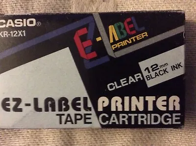 £11 • Buy CASIO EZ-LABEL PRINTER TAPE CARTRIDGE 12mm Clear Tape BLACK Ink  KR-12X1