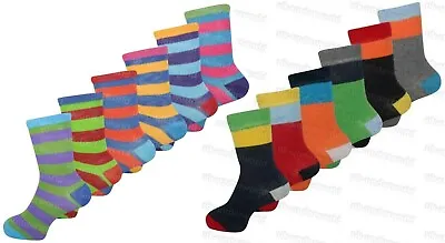 £4.85 • Buy Boys Girls Socks Childrens  6 Pairs Coloured Funky Designs Smart Kids Fashion