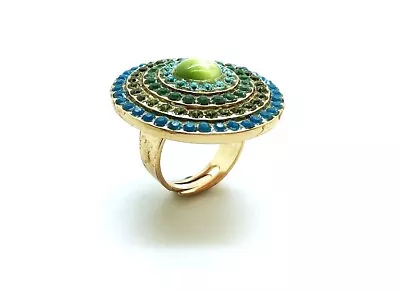 Mariana Ring Large Colorful Round Shape Austrian Crystal Antigua Caribbean Li... • $136