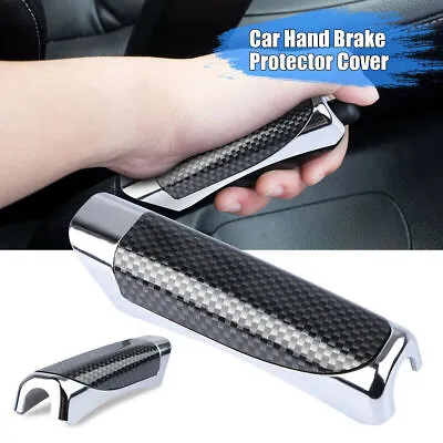 1x Universal Car Hand Brake Carbon Fiber Protector Decor Cover Accessories Black • $6.03