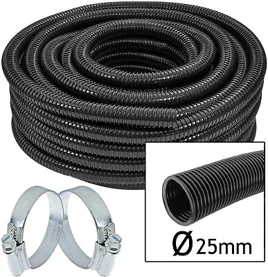 Flexible Swimming Pool Hot Tub Pump Hose Pipe + 2 X Clamp Clips 25mm X 5m • £14.99