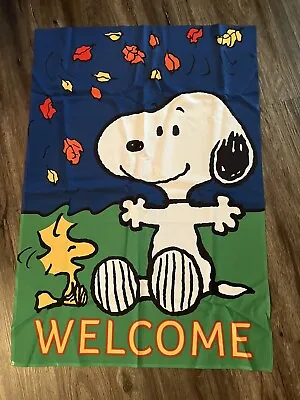 Approx 39”x27” Snoopy Welcome Flag. Flaw On Back See Last Pict • $13