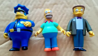 The Simpsons Chief Wiggum Homer & Smithers Playmates Figures 2000 • £17.99