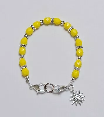 Summer Sun Yellow Czech Glass Beads Medical Alert ID Replacement Bracelet 6.5  • $8.50