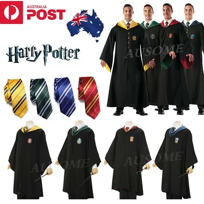 Harry Potter Adult Gryffindor Hufflepuff Robe Cloak Tie Costume Cosplay Party • $21.88