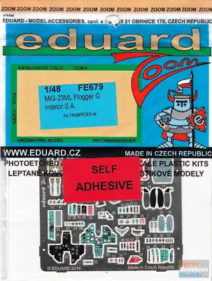 EDUFE679 1:48 Eduard Zoom Color PE - MiG-23ML Flogger G Interior (TRP Kit) • $29.74