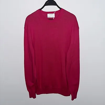 New NWT ZARA ORIGINS Mens Pullover Sweater Crew Neck Cotton Linen Pink Large • $19.79