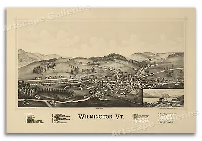 Wilmington Vermont 1891 Historic Panoramic Town Map - 20x30 • $18.95