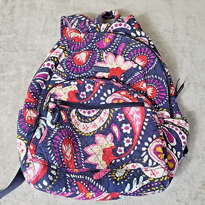 Vera Bradley Backpack Petal Paisley Pink Blue Red Laptop Quilted Travel School • $13.59