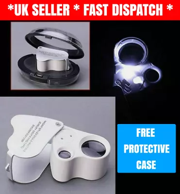 Pocket Jewellers Eye Loupe Magnifier Jewelry Magnifying Glass LED Light 60X 30X • £8.95