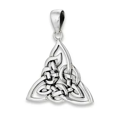 Unisex Sterling Silver Celtic Weave Trinity Knot Pendant With Bail Irish • $19.99