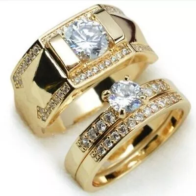 18k Gold Plated Rings Cubic Zirconia Wedding Jewelry For Women  Size 6-10 • $3.59