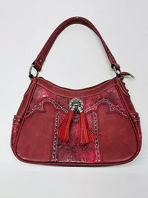 Montana West Purse Red Tassel Embossed Shoulder Bag Extra Tassel Cowgirl Western • $18.66