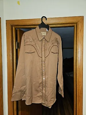 Mens Scully Embroidered Western Shirt Brown Size L • $64.99