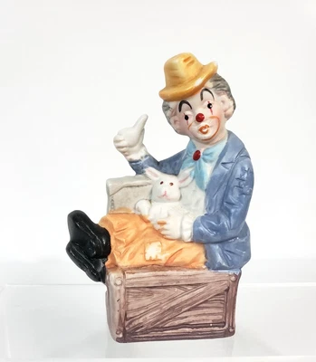$9.24 • Buy Vintage Clown Bunny Figurine 5 Inch Ceramic Painted Taiwan 1970s