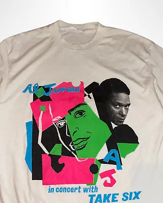 Vintage 1989 Al Jarreau Concert World Tour L White T-Shirt Pop Art Multi Color • $49.97