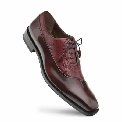 NEW Mezlan Genuine Leather Dress Shoes Deerskin Lace Up Oxford Postdam Burgundy • $325