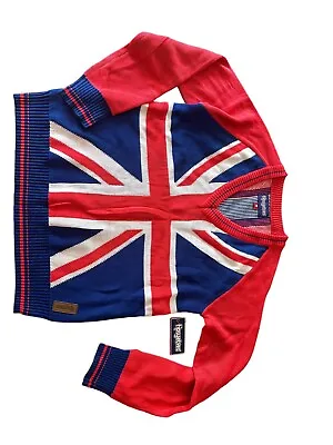 Tipsy Elves UNION JACK Flag UK V-Neck Sweater  Women's Size Large NWT • £27.55